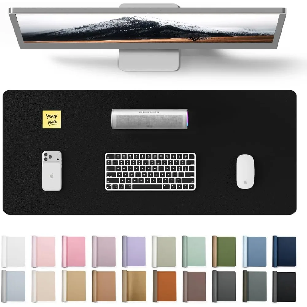 Large PU Leather Desk Pad Protector Non-Slip Waterproof Blotter for Office and Home Desk Laptop Mouse Pad Writing Mat Black 23.6 x 13.8 Inch