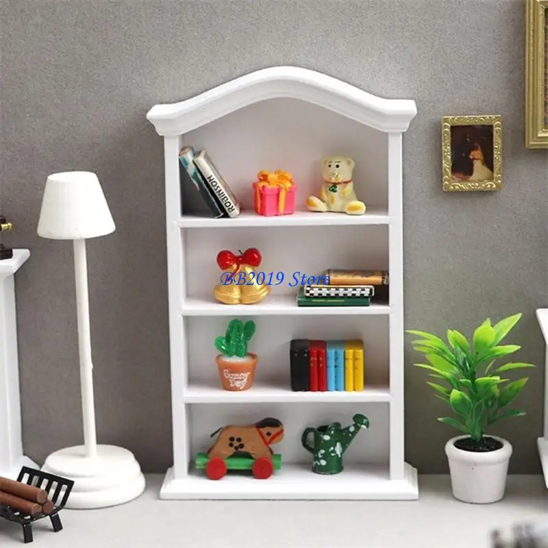Q0KB 1/12 Puppenhaus Dekoration Zubehör Buch Rack Model Kinder Puppen Spielzeugmöbel