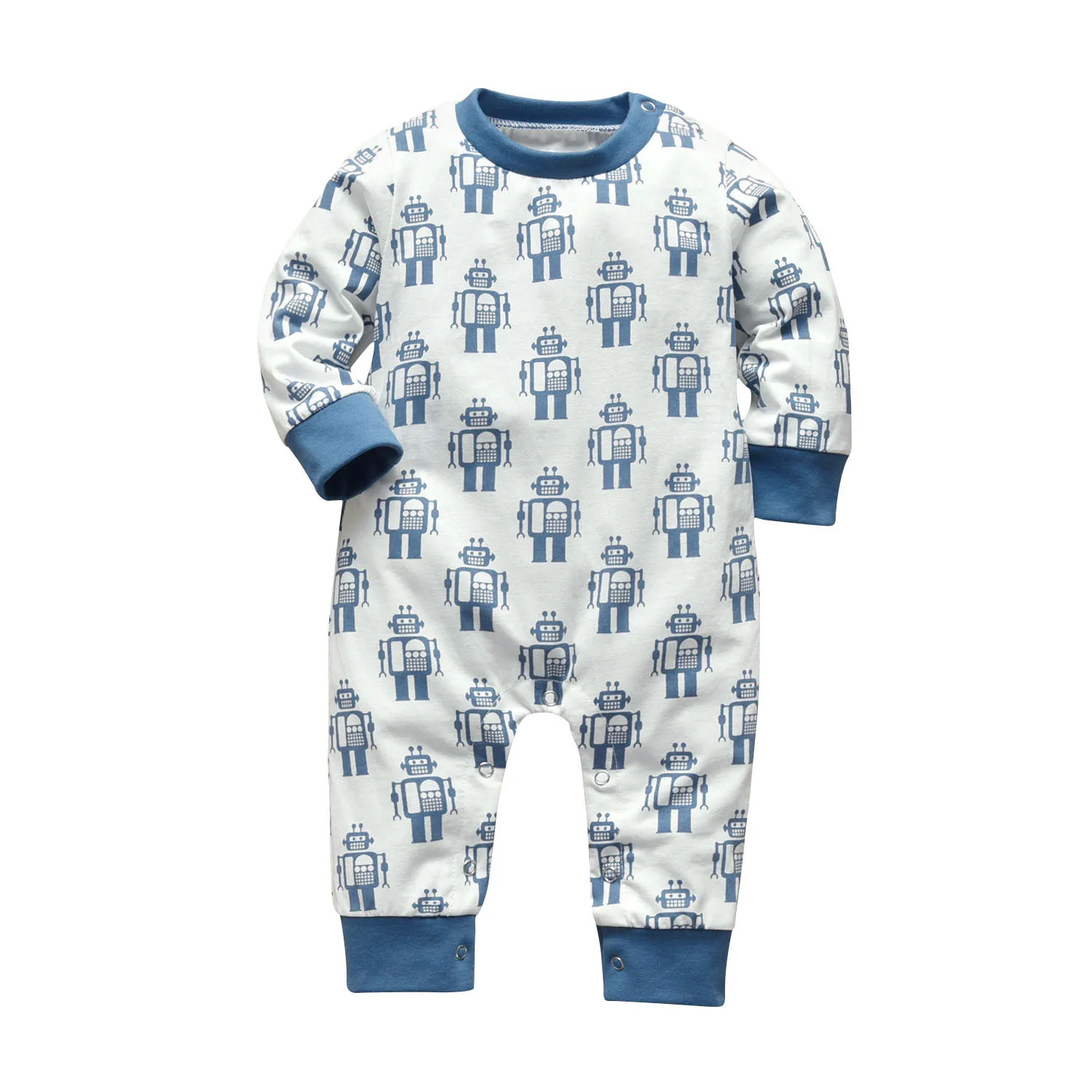 Newborn Infant Baby Boy Long Sleeve Romper Jumpsuit Spring Autumn Clothing New Robot Printed Toddler Baby Boy One-Piece Clothes