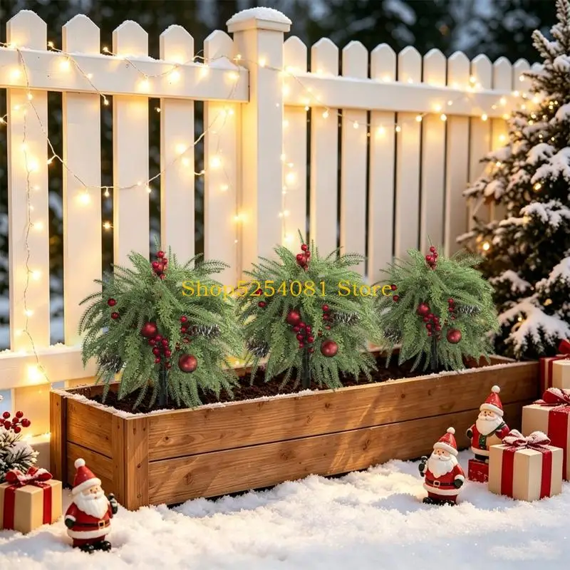 AXYC Entryway Christmas Lawn Pick, Faux Foliage Plastic Piece with Pointed Base, 56cm/22inch Tall for Front Walk and Yard Line