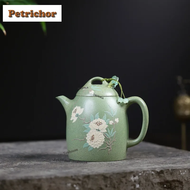 

240ml High-end Yixing Purple Clay Teapots Handmade Camellia Qin Quan Pot Raw Ore Bean Green Mud Kettle Chinese Zisha Tea Set