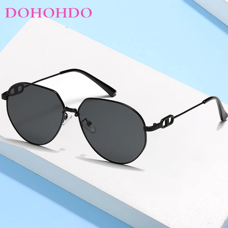 

DOHOHDO Vintage Large Frame Pilot Sun Glasses For Men Women Fashion Metal Sunglasses Women Advanced Sense Eyewear Shades UV400