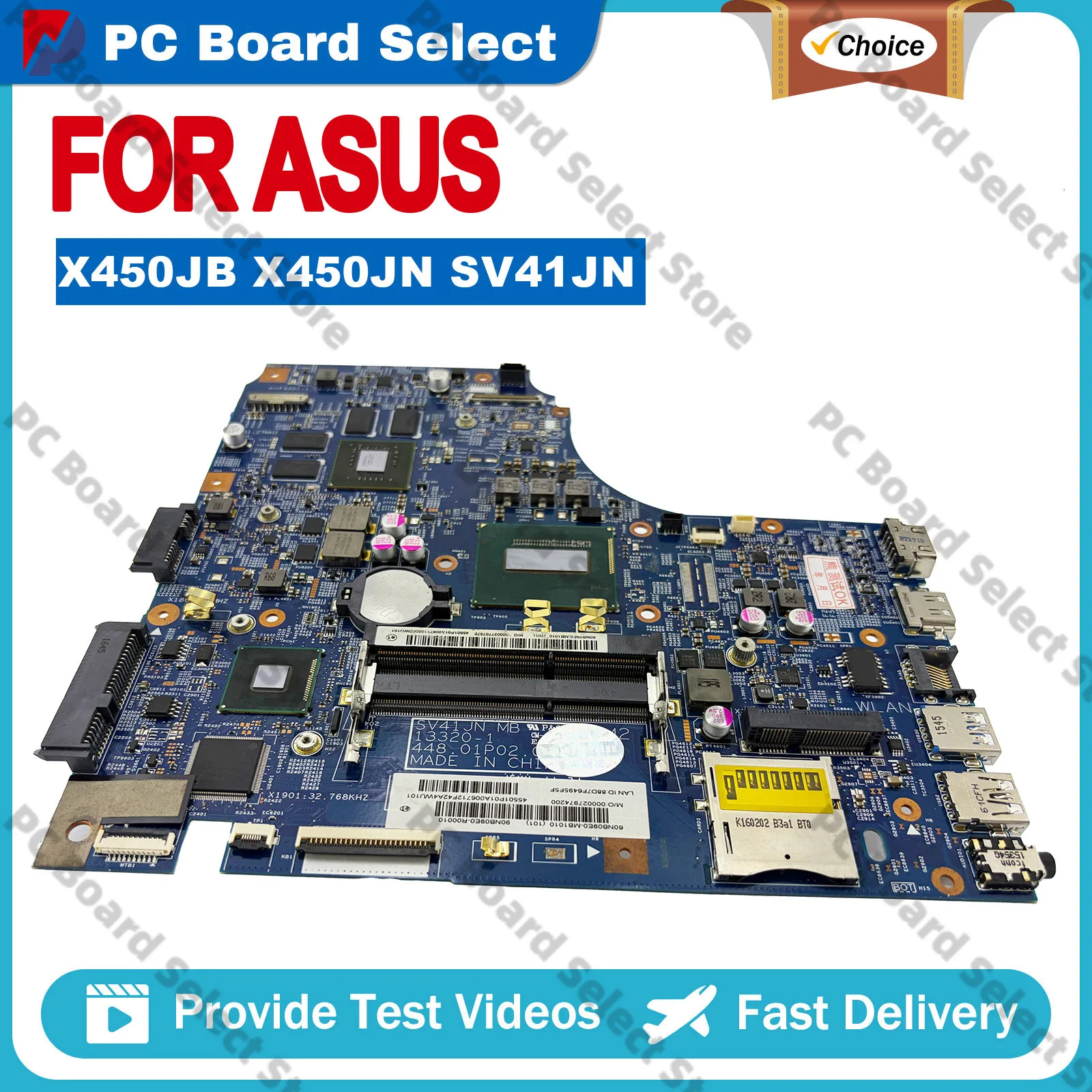 X450JN Laptop Motherboard For ASUS VivoBook X450JN X450JF X450JB SV41J K450J A450J X450J Notebook Mainboard With I3 I5 I7 CPU