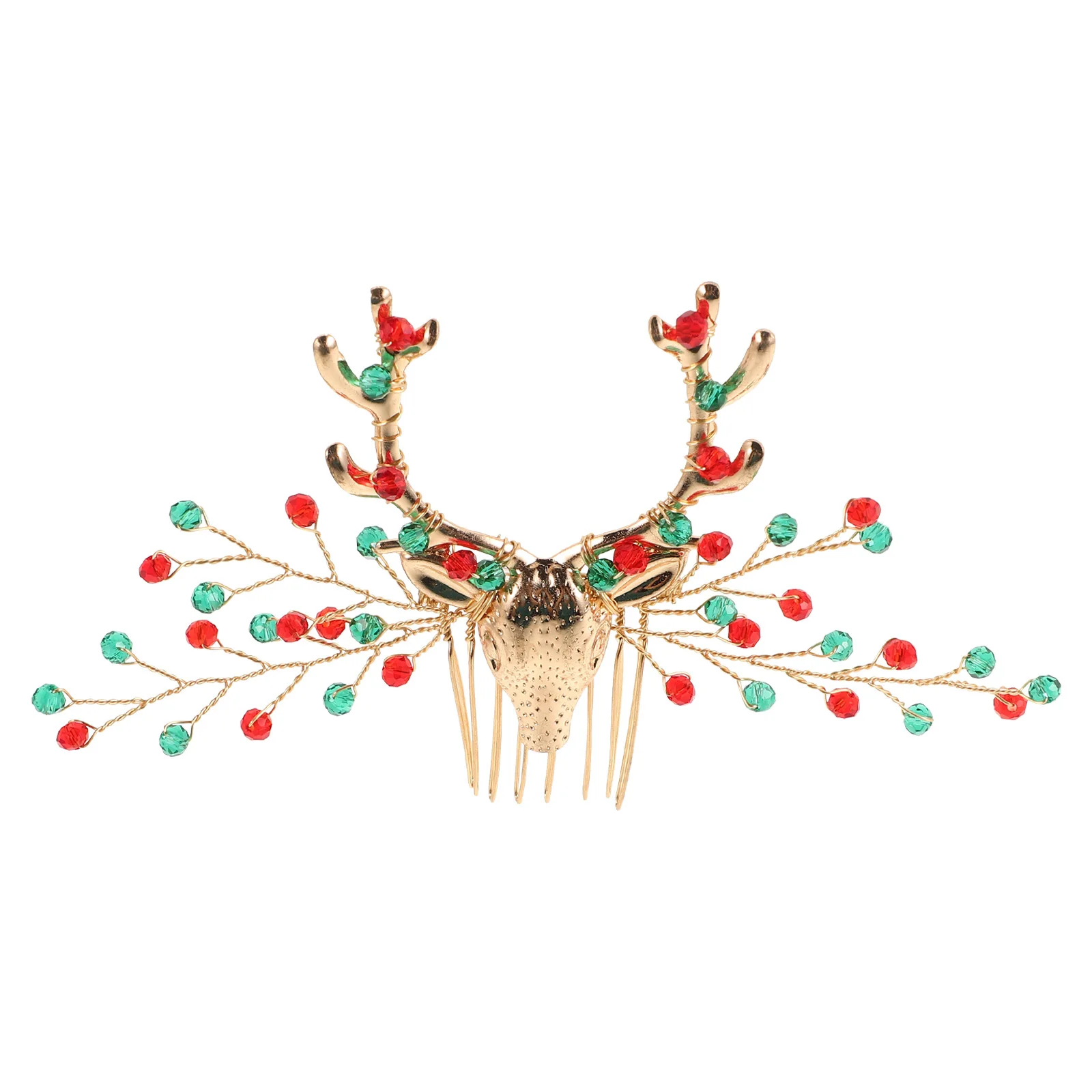 

Christmas Rhinestone Women Hair Comb Chic Deer Headdress Party Hair Accessory Female Ornament Reusable Headdress