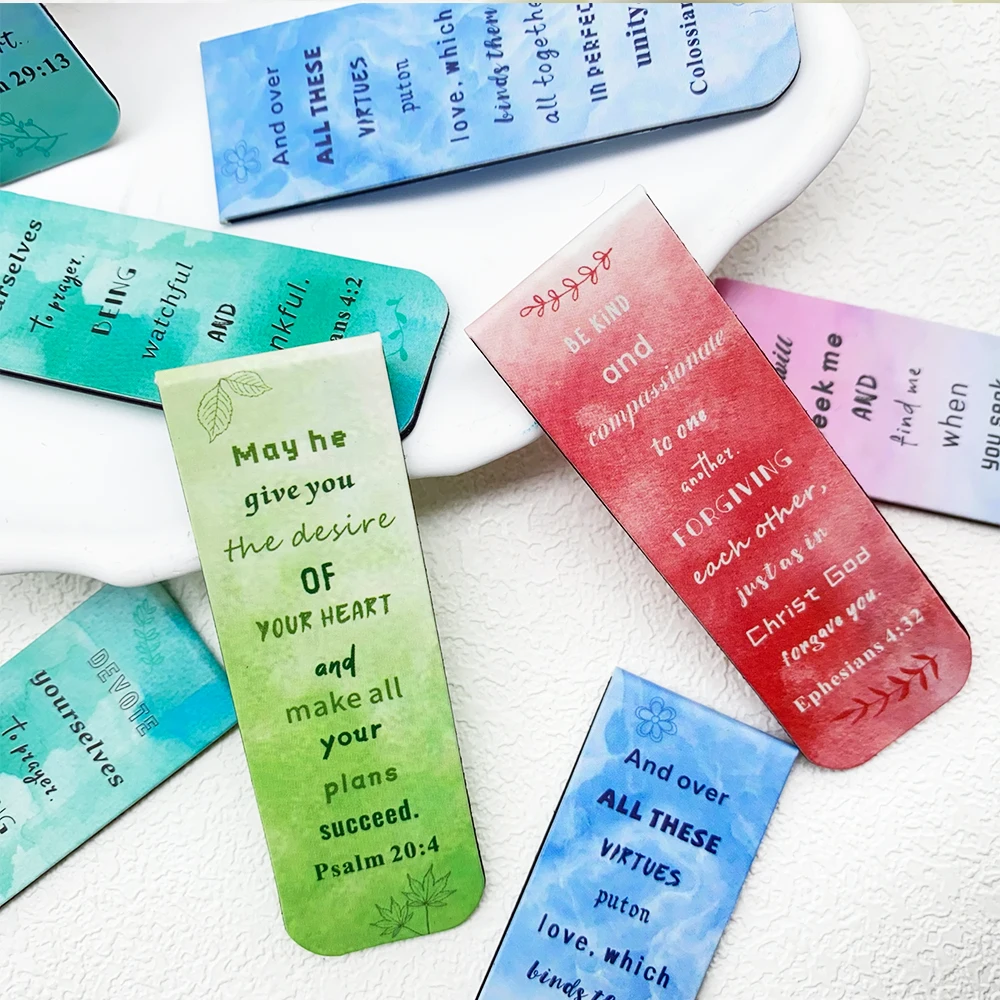 5pcs Small Fresh Bible Verse Magnetic Bookmarks Reading Pages Books Annotated School Stationary Supplies DIY Aesthetic Bookmarks