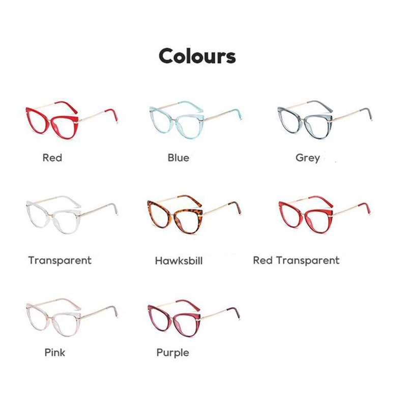 Blue Light Blocking Cat Eye Nearsighted Glasses  For Women TR90 Spring Leg Optical Glasses With Prescription 0 -0.5 -0.75 To -6