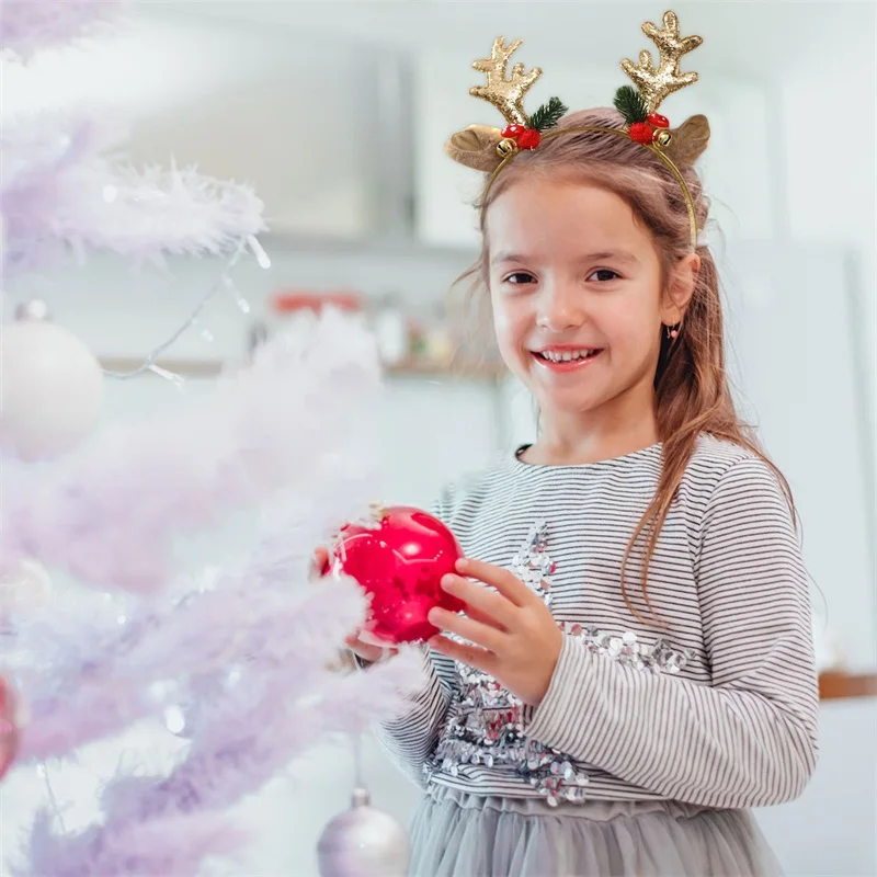 4 Kleuren Kerst Rendier Gekleurde Zijde Pailletten Hoofdband Glitter Gewei Herten Oren Hoofdband Fashion Party Hoofddeksels