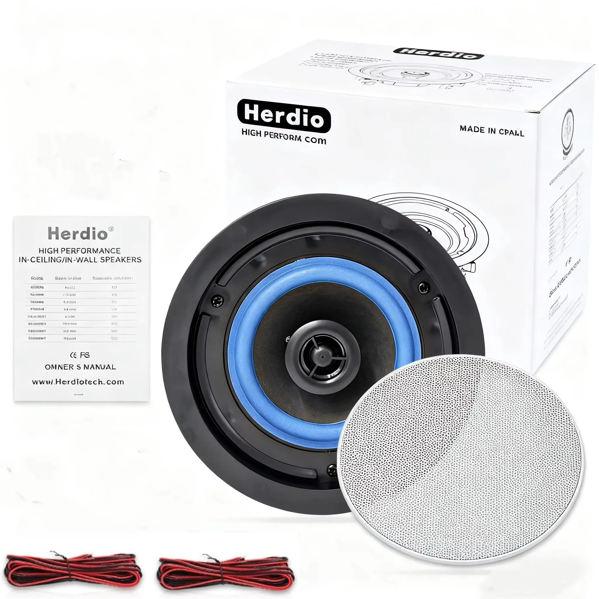 

Herdio 160W 2Pcs 4inch 2Way Ceiling Speaker Flush Mount In Wall Passive Speakers Excellent for Home Theater Living Room Office