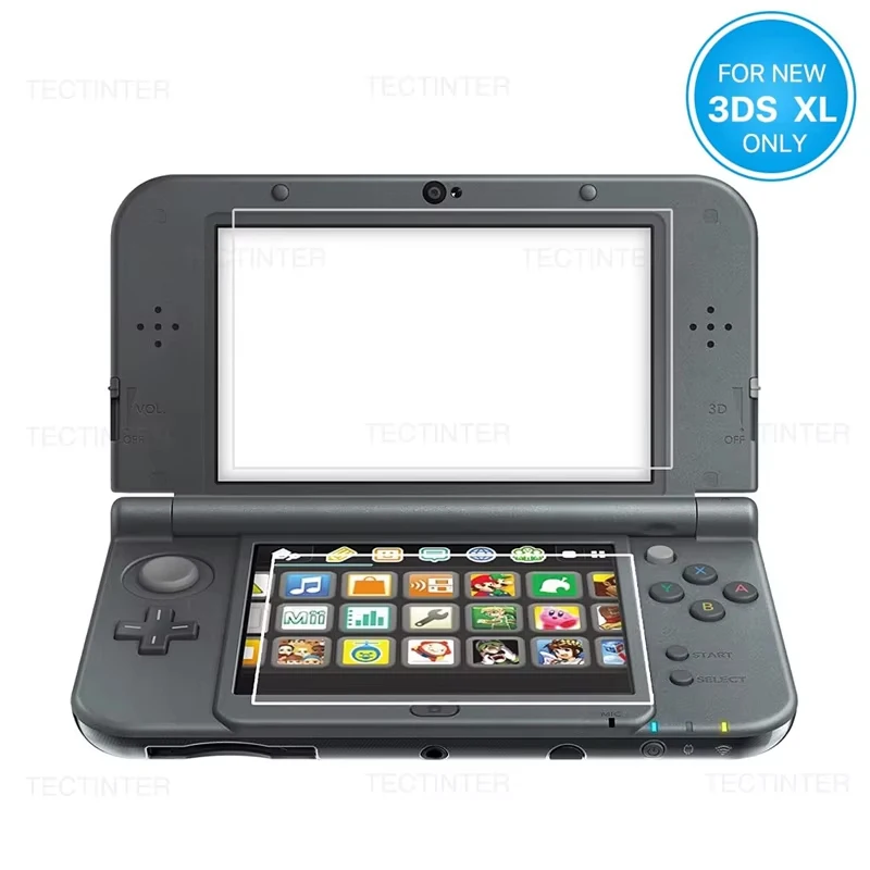 Top Screen Protector Tempered Glass for Nintendo New 3DS XL/LL Bottom HD Clear PET Protective Film for New 3DS Accessories