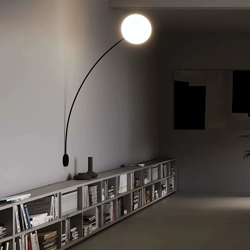 Minimalist LED Long Fishing wall lamp White glass ball lamp Bedroom beside lamp Living Room Restaurant Aisle background lamp