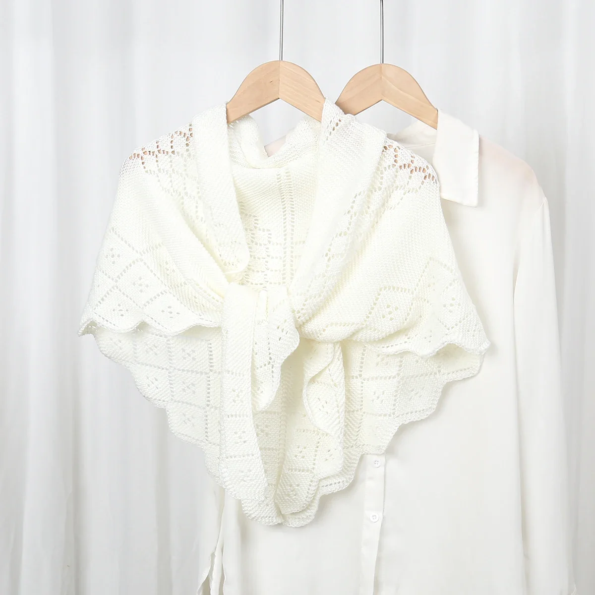 Pure Color Knitted Shawl Wraps For Women Spring Summer Autumn Winter Pashmina Stoles With Elegant Style Fashion Long Scarf