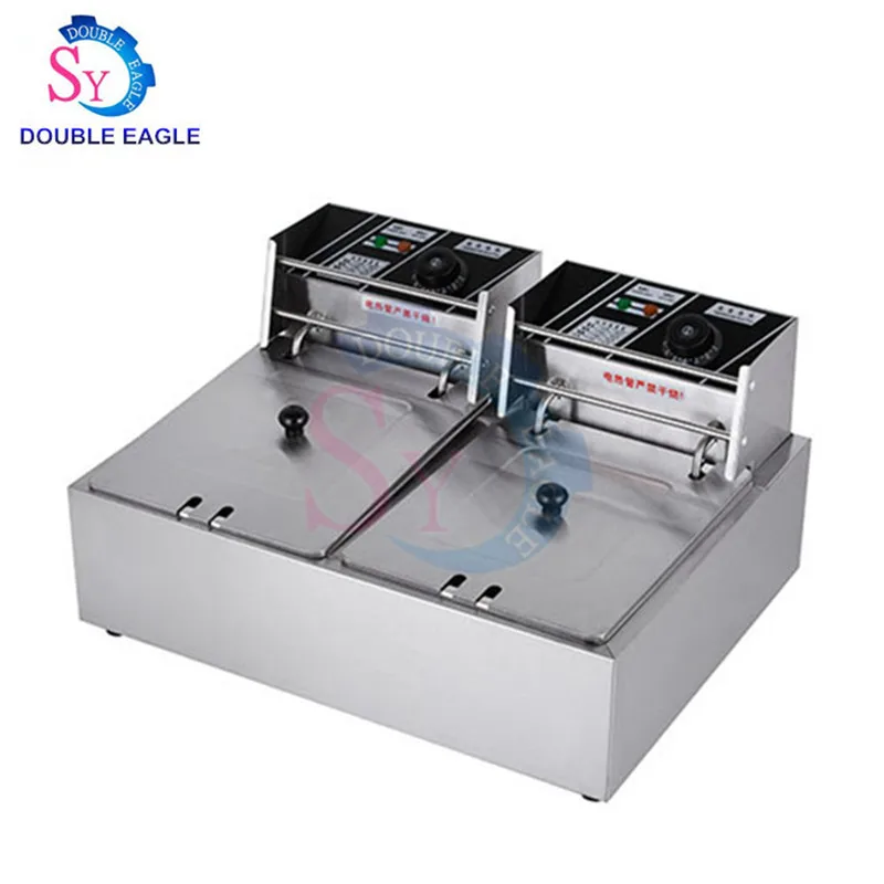 Freidoras eléctricas comerciales 6L tamiz de un solo cilindro sartén eléctrica máquina de pollo frito