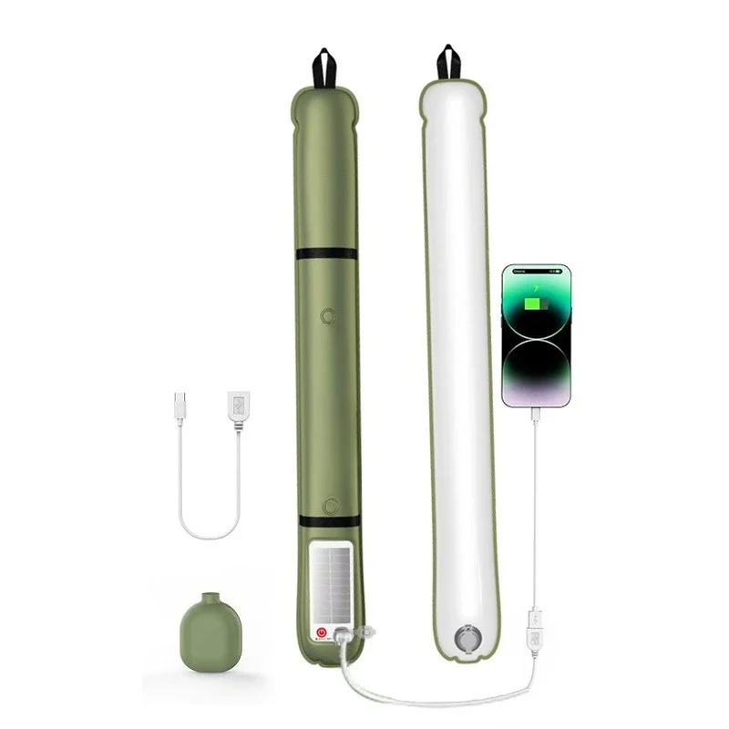 Outdoor folding inflatable camping light, solar inflatable light waterproof magnetic suction column fill light stick light