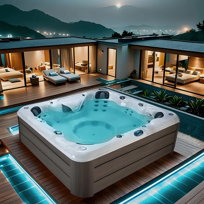 Wholesale Customized Outdoor Hot Tub 6 People Large Capacity Whirlpool Massage Spa Tub for Outdoor Backyard Use