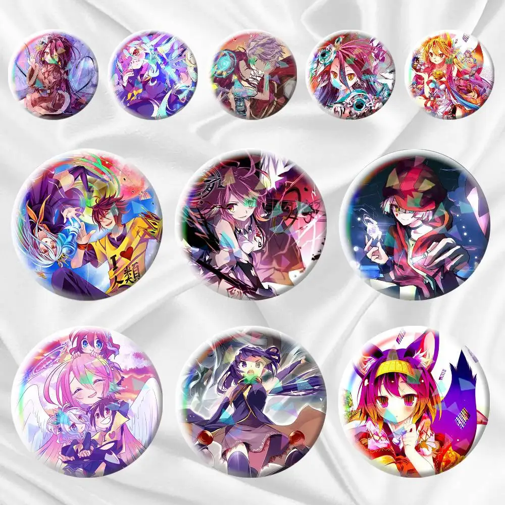 

no game no life Zero Shiro 75mm 44mm 25mm Brooch Backpack Hat Pins Accessories Toys Badge