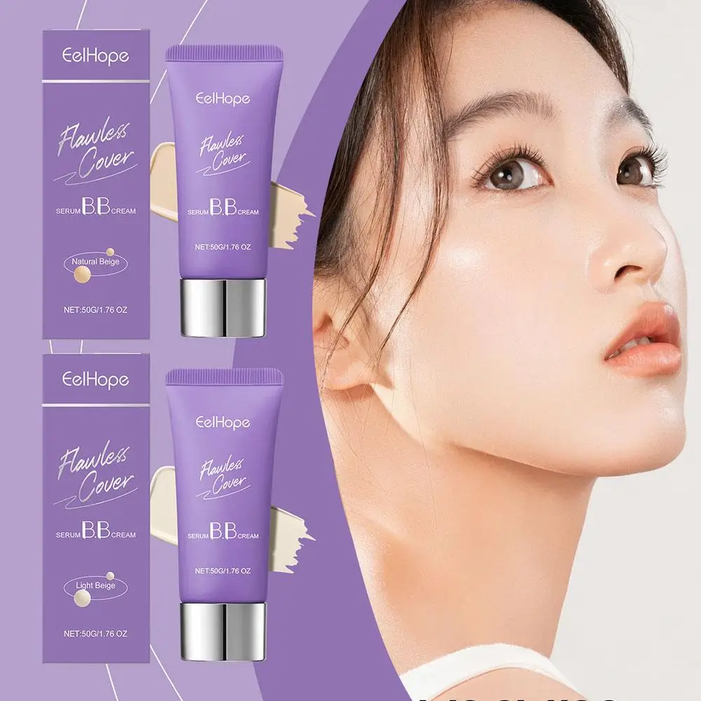 Nuevo 1 Uds 50g crema CC de alta cobertura base hidratante teñido acabado mate maquillaje hidratante ligero sin aceite ácido hialurónico