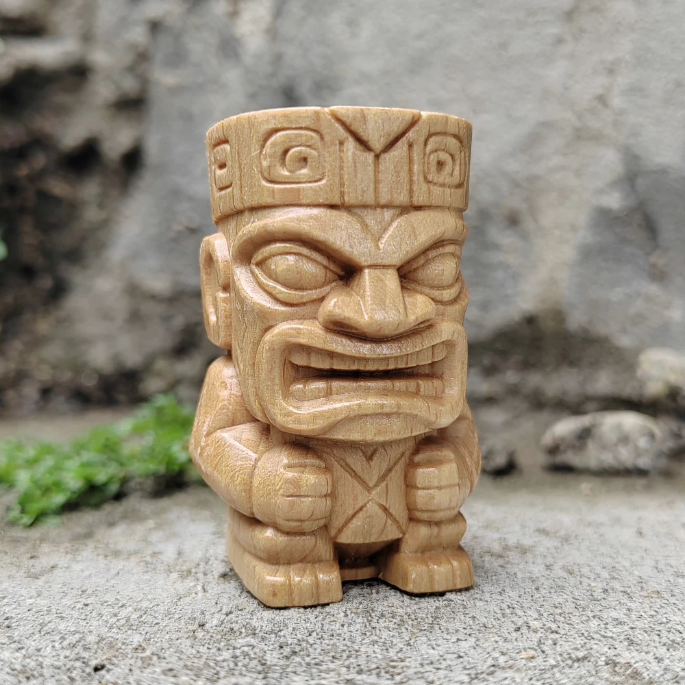 Hand-Carved Tiki Totem Small Figurine Ornament, Tribal Style, Suitable for Halloween Decorations, Holiday Decorations, Indoor Decorations, Bedroom, Birthday Gifts, Back-To-School Season Gifts, Desktop Decorations