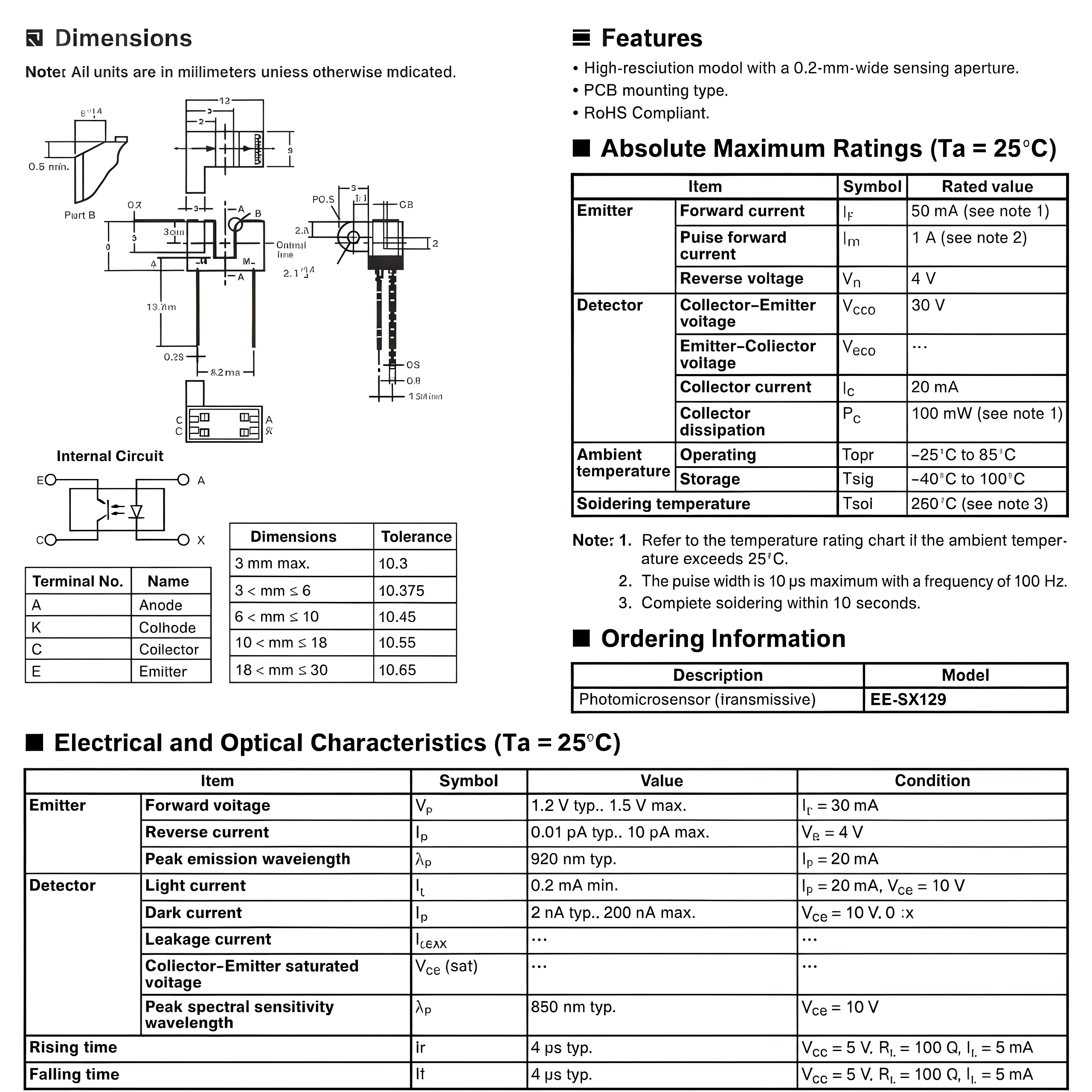 4pcs- EE-SX129 through-beam photoelectric sensor slot type narrow strip width 0.2mm high-resolution photoelectric switch
