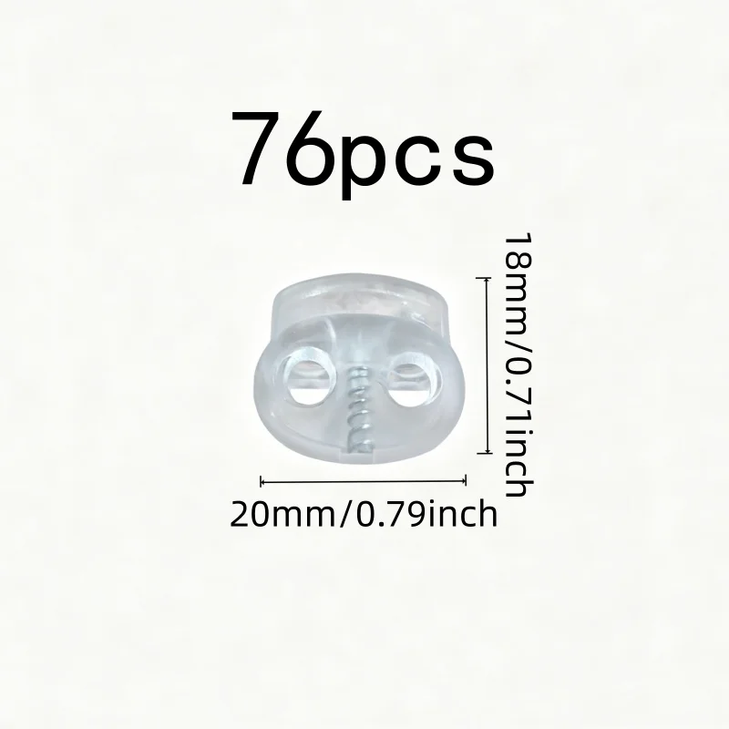 76 pcs 18mm Pig Nose Buckles, Anti-Slip Grip, Clothing Drawstrings Bag String Clips, Transparent Plastic
