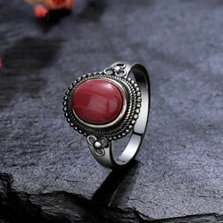 8x10MM Natural Rhodochrosite Gemstones Rings S925 Silver Jewelry Tiger's Eye Stone Rings for Women Party Gift