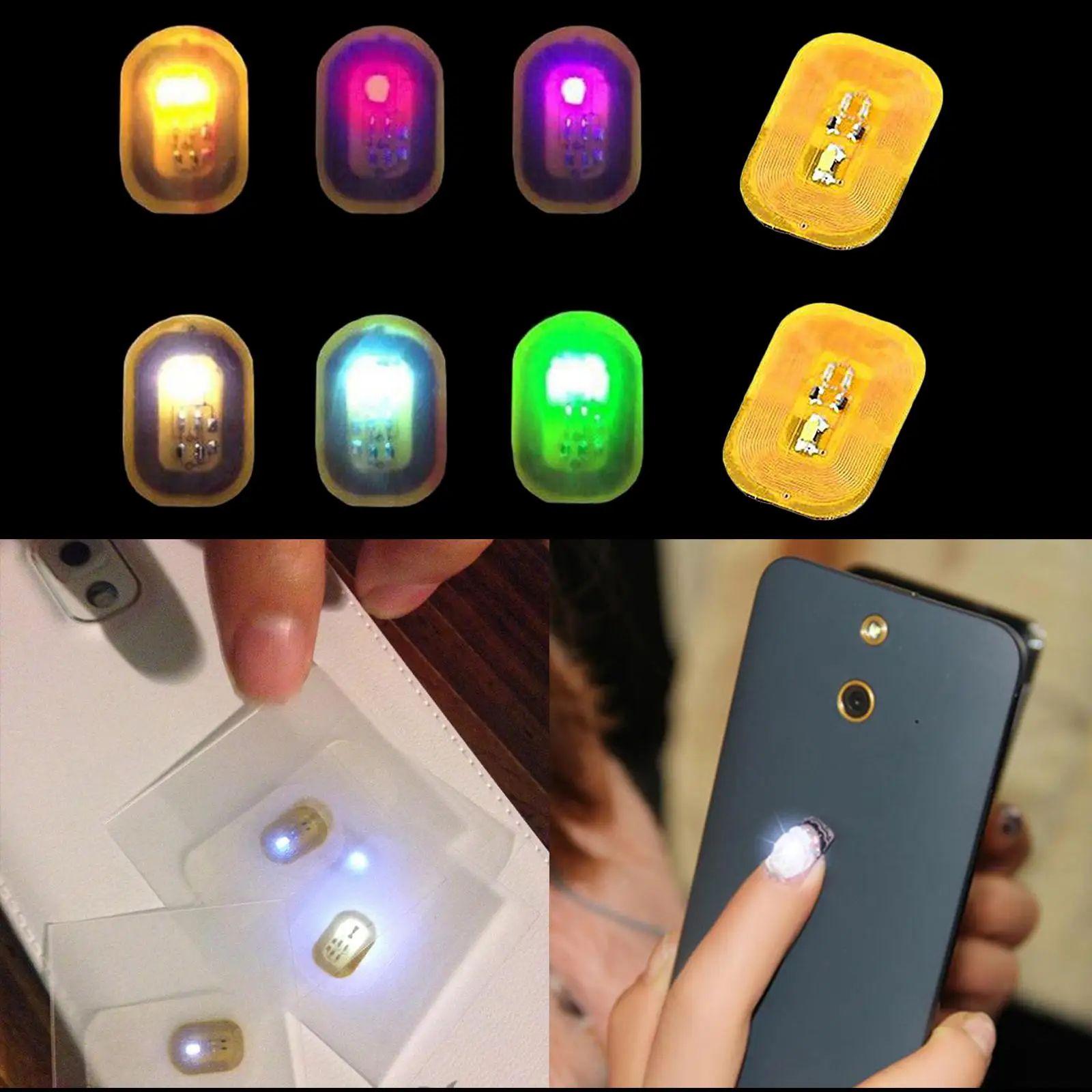 2 Pieces Luck Nail Art Sticker LED Lighting Flash Decal Accessories DIY