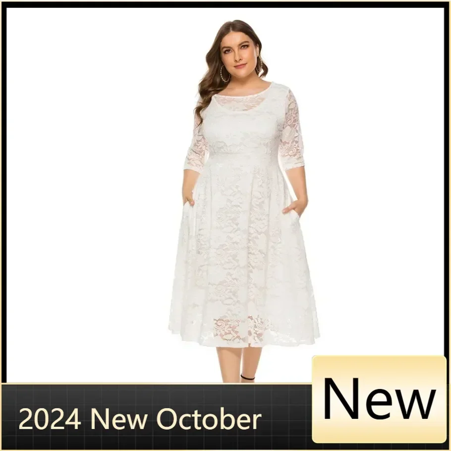 

Customized Customized 2024 Summer Hot Sale European And American Style Plus Size Hollow Out Lace Dress For Women