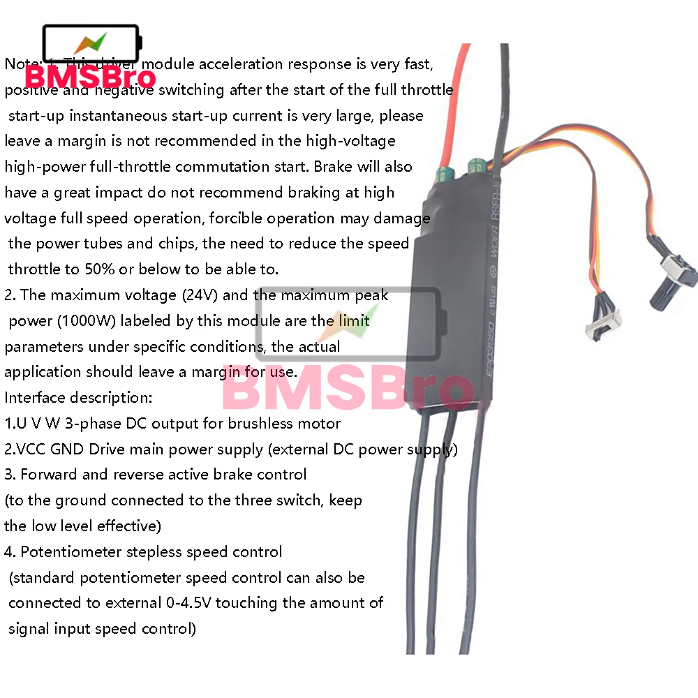 Controlador de Motor sin escobillas BLDC, placa de accionamiento de Motor de CC, módulo de controlador de velocidad con potenciómetro, 3 fases, 1000W, DC6-24V