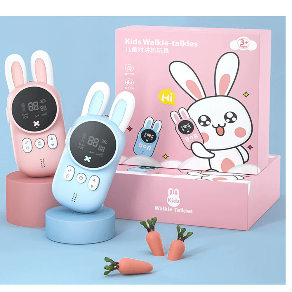 Adorabile bambino coniglio walkie-talkie palmare 3 kg trasmissione audio mini giocattolo esterno walkie-talkie regalo interattivo genitore-figlio