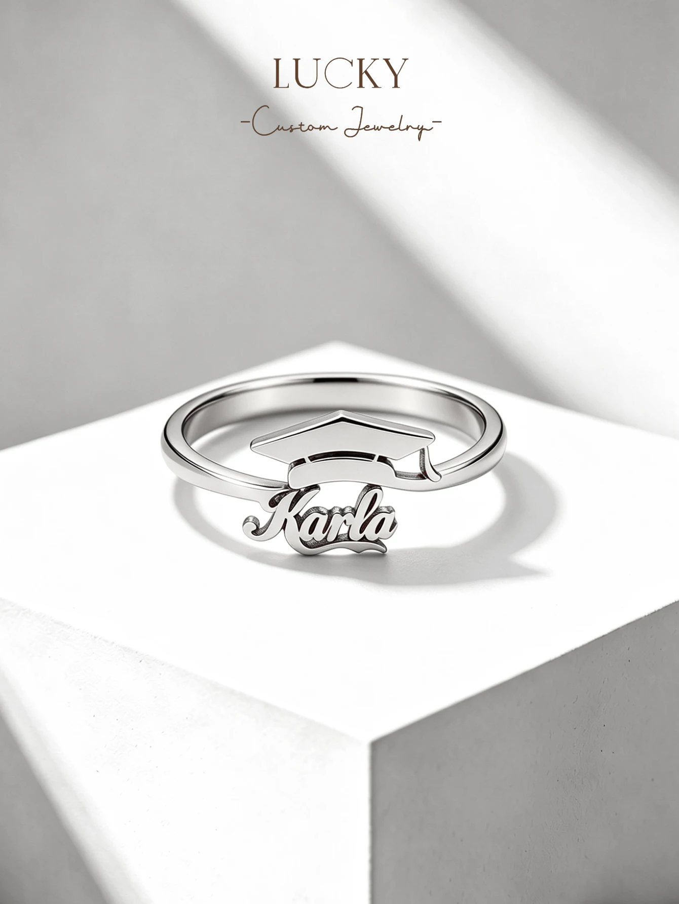 1 DIY custom women's graduation season opening ring, customizable name, simple daily style, including gift box, suitable for wom