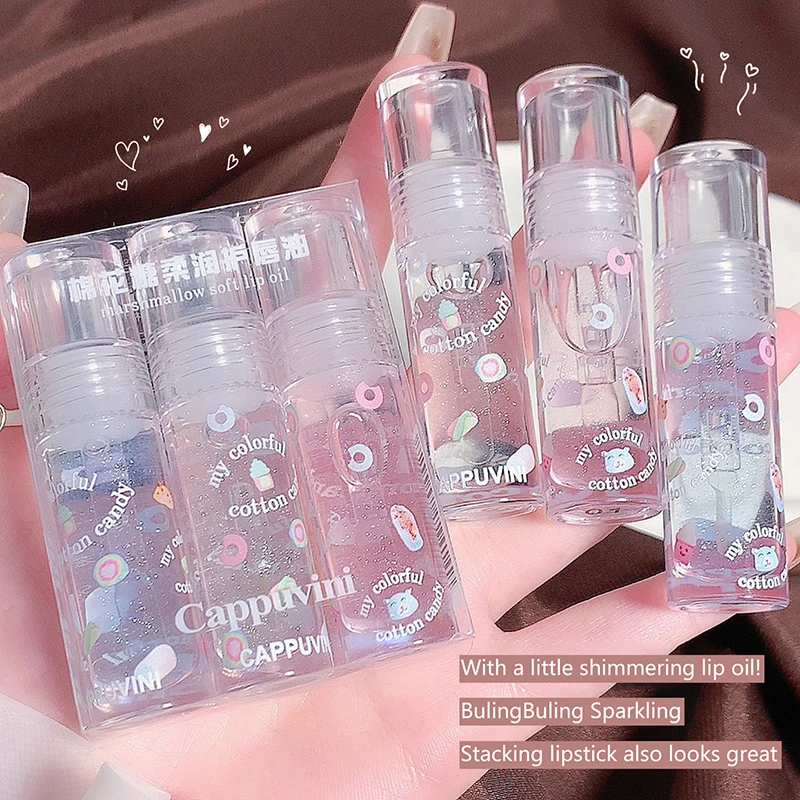Transparent Glitter Lip Gloss Set Clear Water Light Lip Glaze Moisturizer Color Changing Lip Oil Jelly Mirror Lipsticks