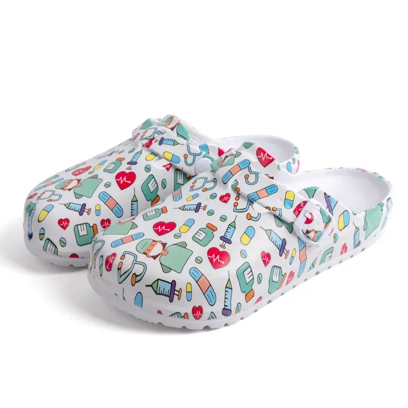 Factory Womens Medical Clog Shoes Surgical Slippers Printed Nurse Garden Clogs Hospital Sandals