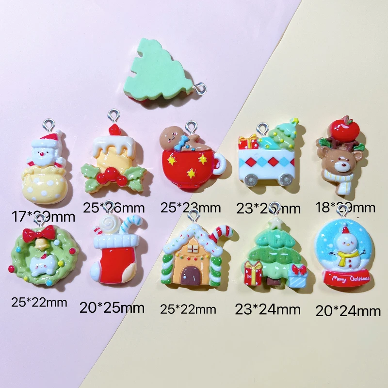 

20Pcs Cute Gingerbread Man Wreath Christmas Series Resin Charms For Jewelry Making Accesories DIY Earring Necklace Decoration