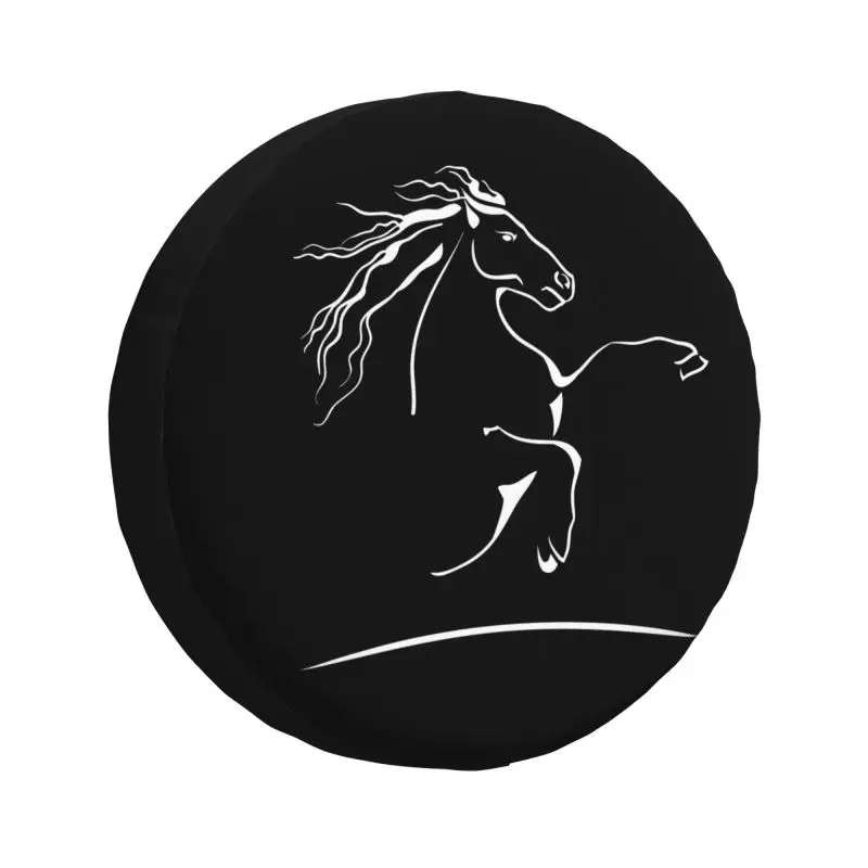 Custom Black Horse Symbol Tire Cover 4WD 4x4 SUV Spare Wheel Protector for Jeep Grand Cherokee 14