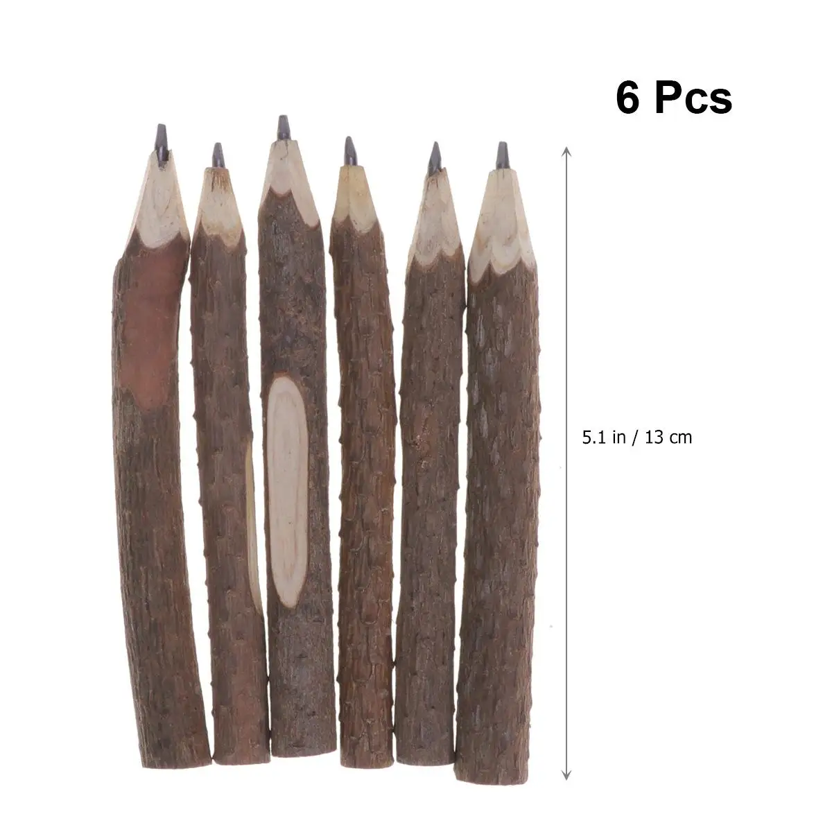 6 PCS Made Pencils Twig Score Craft Lead Natural Bark Branch Wood Tree Child