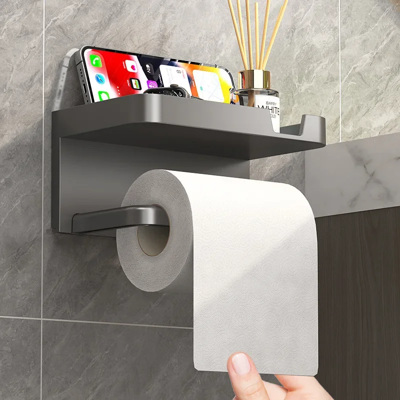 Toilet Paper Holder Bathroom Wall Mount Tissue Hanger Household Plastic Punch-free Storage Rack Porta Toilet Paper Rolls Tools