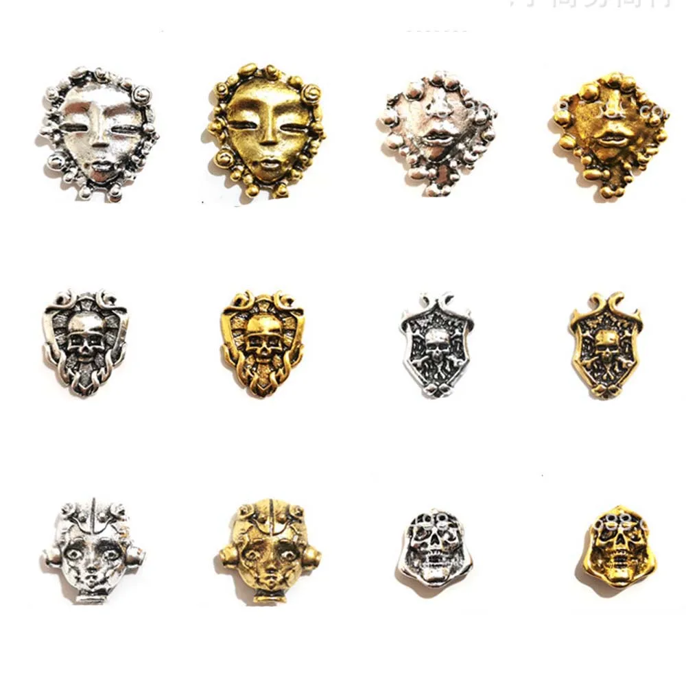 10pcs Medusa Mask Nail Art Charm 3D Metal Scream Ghostface Skull Evil Mask Nail strass Jewelry accessori per unghie Punk fai da te