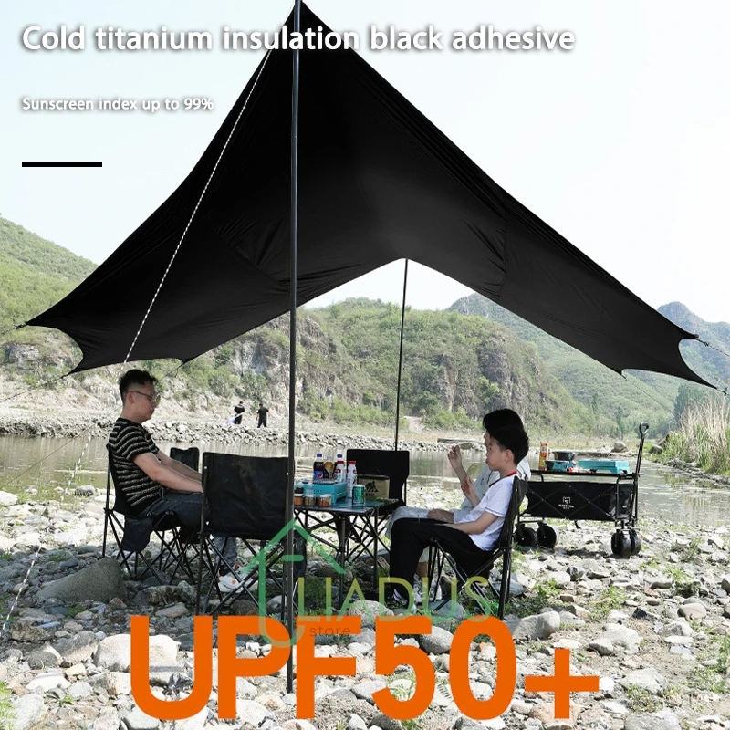 Outdoor Camping 4/6/8 Corner Square Butterfly Black Glue Anti-Ultraviolet Canopy Tent Beach Park Sunshade Camping Equipment