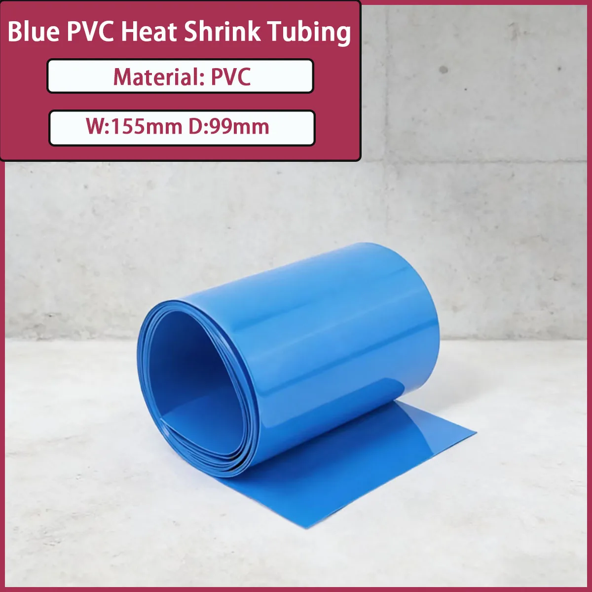 PVC heat shrink tubing Lipo battery pack shell blue width 155mm cable sleeve lithium insulation film wrapped for protection