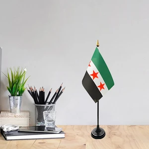 Bendera Gantung Kecil Suriah Bendera Meja Kantor Rumbai Dua Sisi Republik Arab Suriah Spanduk Bintang Tiga Suriah Dekorasi Rumah 12 bendera meja penjualan terbaik - №