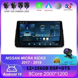 Android 16 Carplay Auto For NISSAN MICRA KICKS 2017 2018 2019 Car Radio Multimedia Video Player Navigation GPS No 2Din 2 Din 4G
