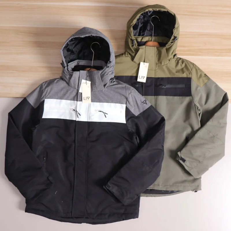 

Men's Winter Thiened Warm Hat Snowsuit Cotton Jaet Outdoor Reflective Waterproof Youth Faion Urban Sle Long Sve Coat