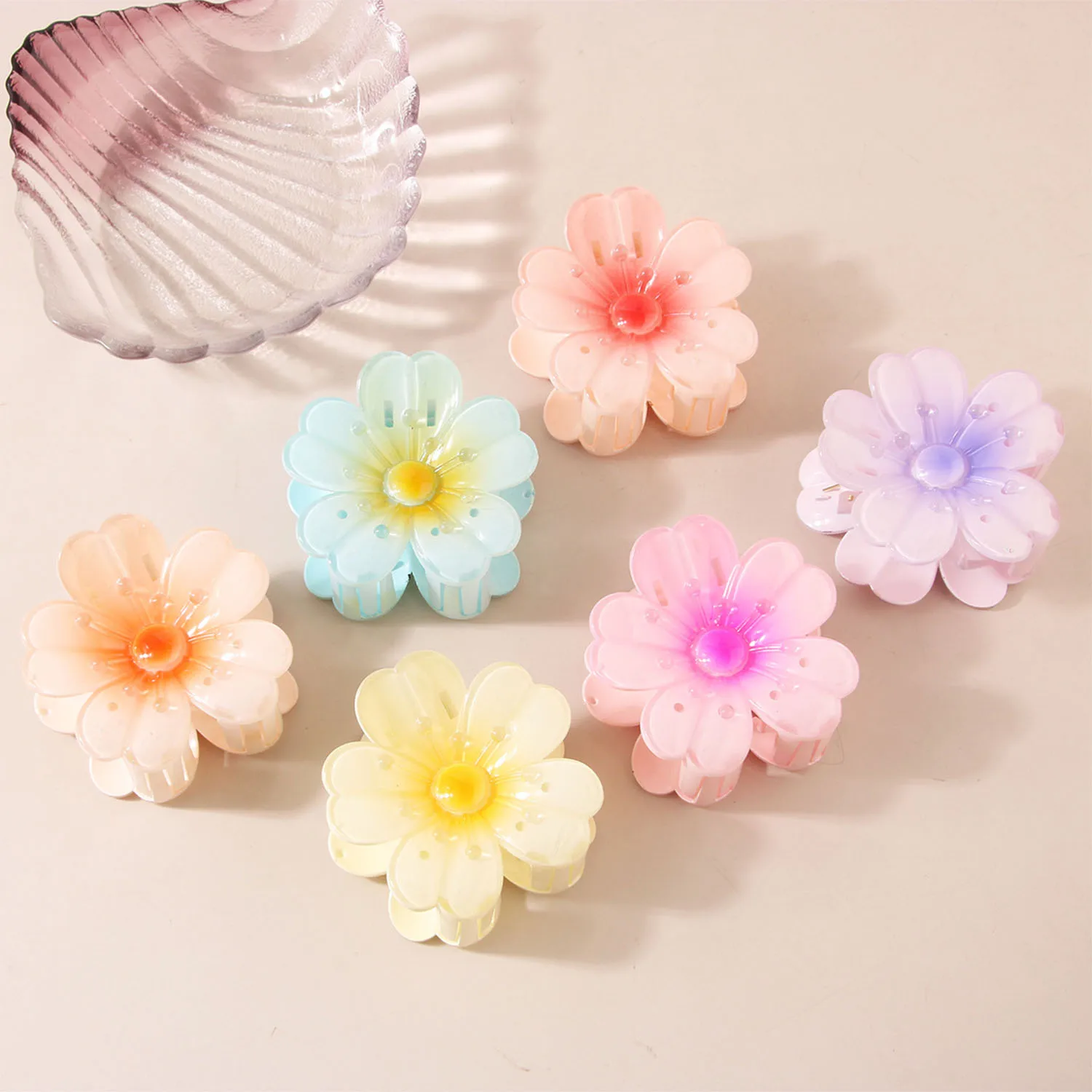 6PCS Flower Hair Clips, Large Claw Clips For Women Thick Hair, Big Cute Dasiy Hair Clips, Non Slip Strong Hold For Women