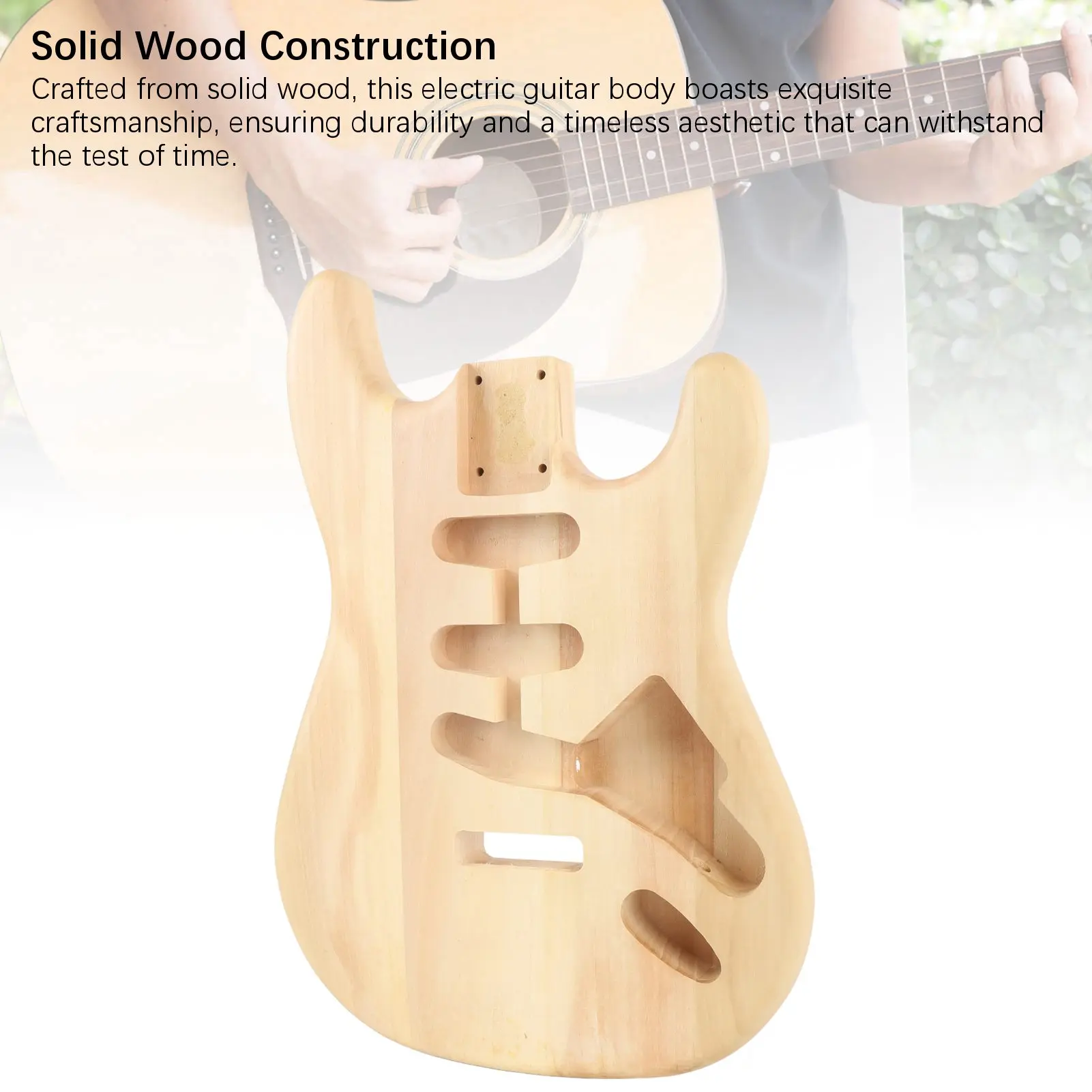Unfinished Electric Guitar Body - Walnut Wood Blank with Triple Single Pickup Holes, High-Quality Replacement for Guitar DIY
