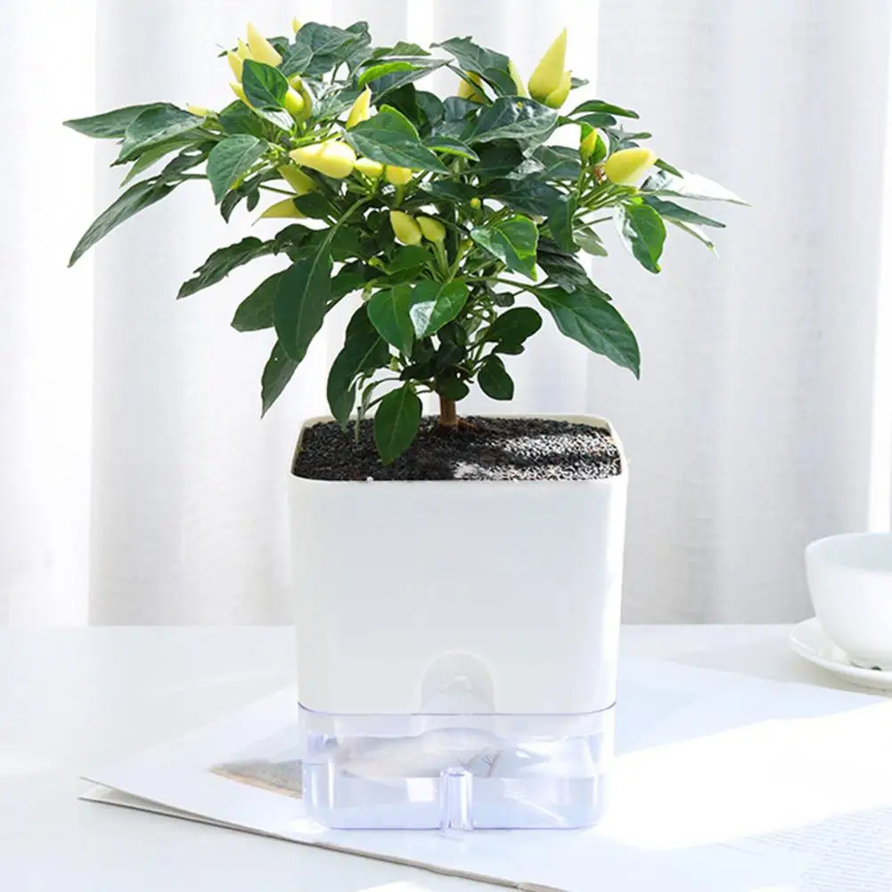 Garden Pot Self Watering Plant Pot with Drainage Holes Reusable Indoor Outdoor Planter High Strength Visible Reservoir Flower