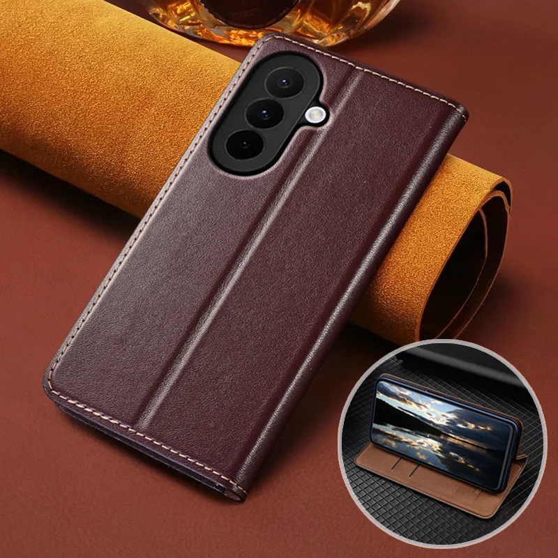 Etui typu flip do telefonów SAMSUNG Galaxy S26, S25, S24, S23 Ultra Plus FE 5G, z fakturą skóry Napa, magnetyczne, wykonane z prawdziwej skóry. — zdjęcie produktu 2