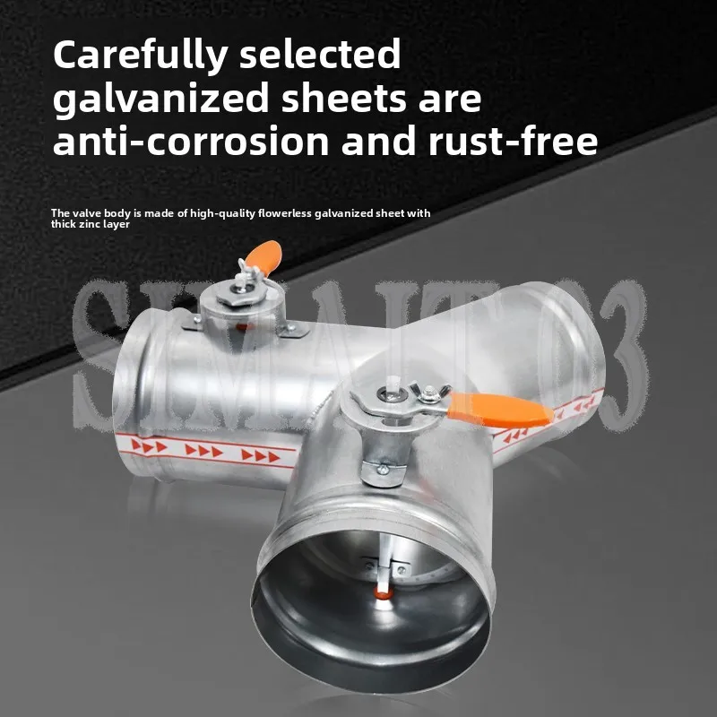 Galvanized Y Type Manual Air Damper, 2/3 Way Air Volume Control Valve, Check Valve for Ventilation Duct