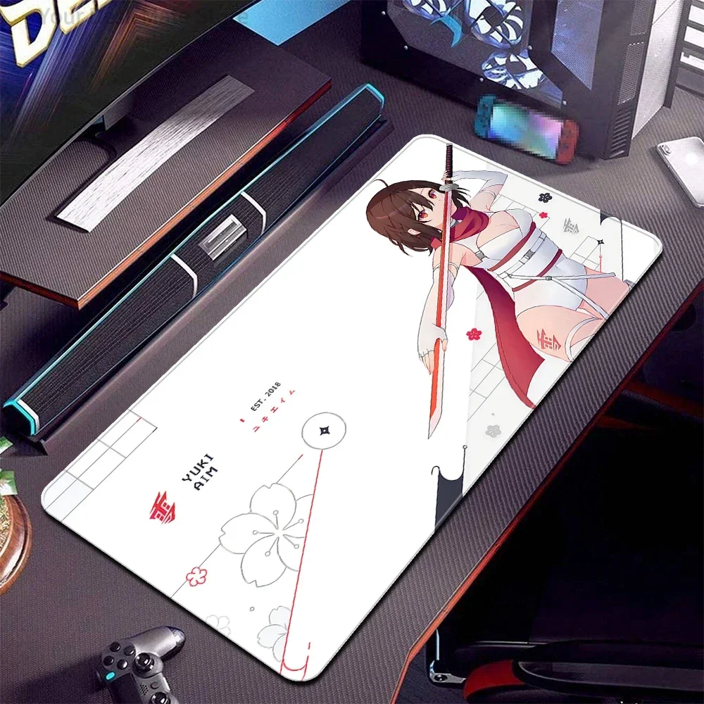 Anime Mousepad YUki Aim Rubber HD Mouse Mat Office Non-Slip Large Mouse Pad Gamer Print Keyboard Mats Game Professional Desk Mat