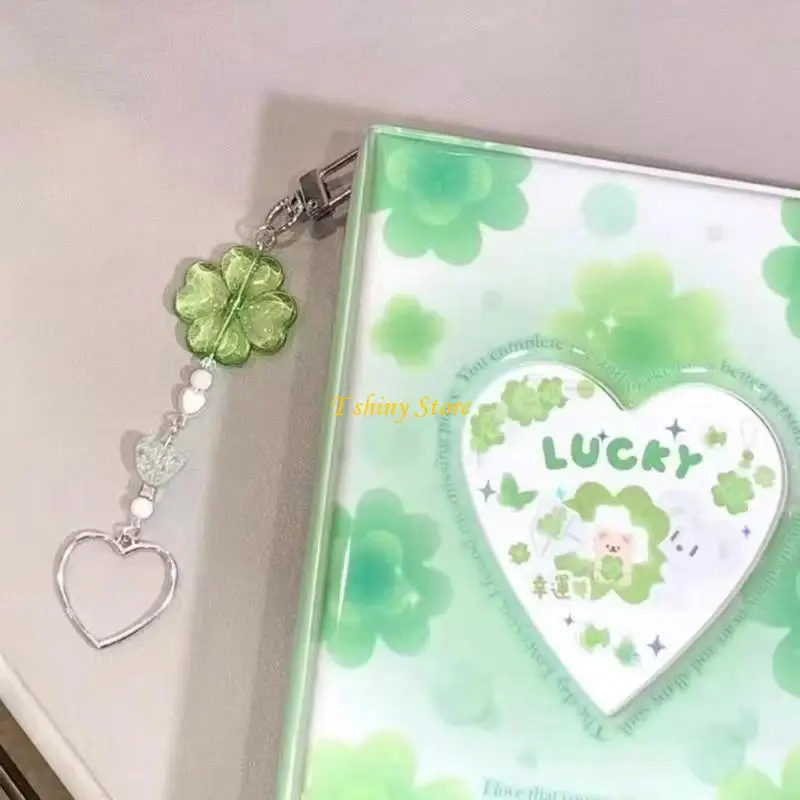 

N58F Heart Star Beaded Charm Keychain Backpack Decoration Jewelry for Women Girls