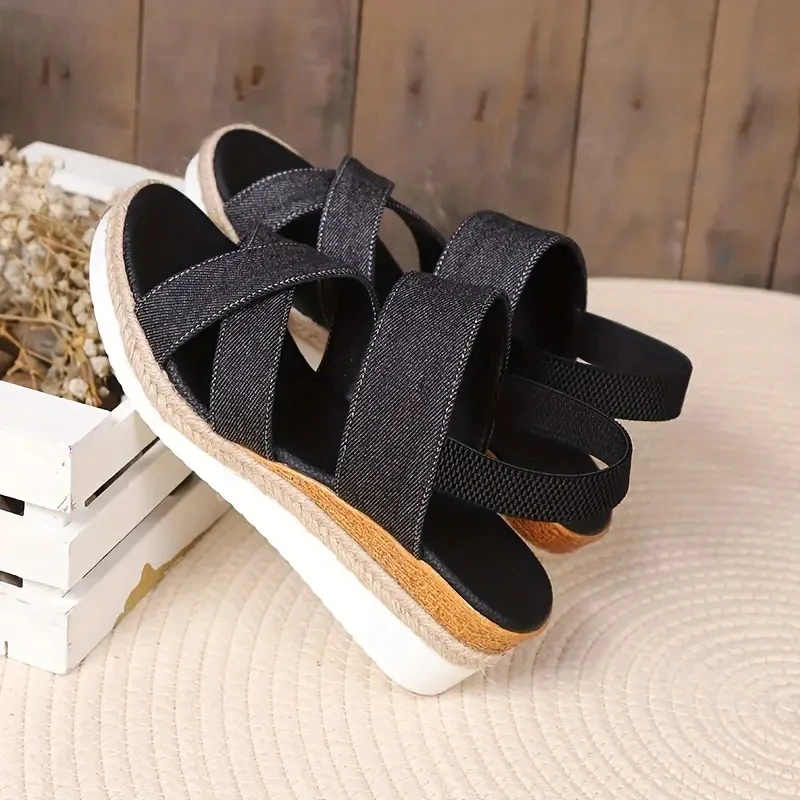 Wedge Sandals Women 2024 Summer New Fashion Shoes for Women Casual Non-slip Peep Toe Platform Buckle Elegant Sandals Female