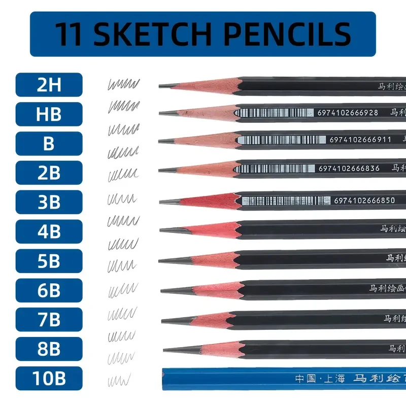 12pcs Sketch Pencils Graphite, Professional Sketching Pencil Set for Artists, Shading, Writing for Adults and Students